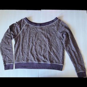 Pimatee women’s purple/white cotton blend light weight sweatshirt. Size L